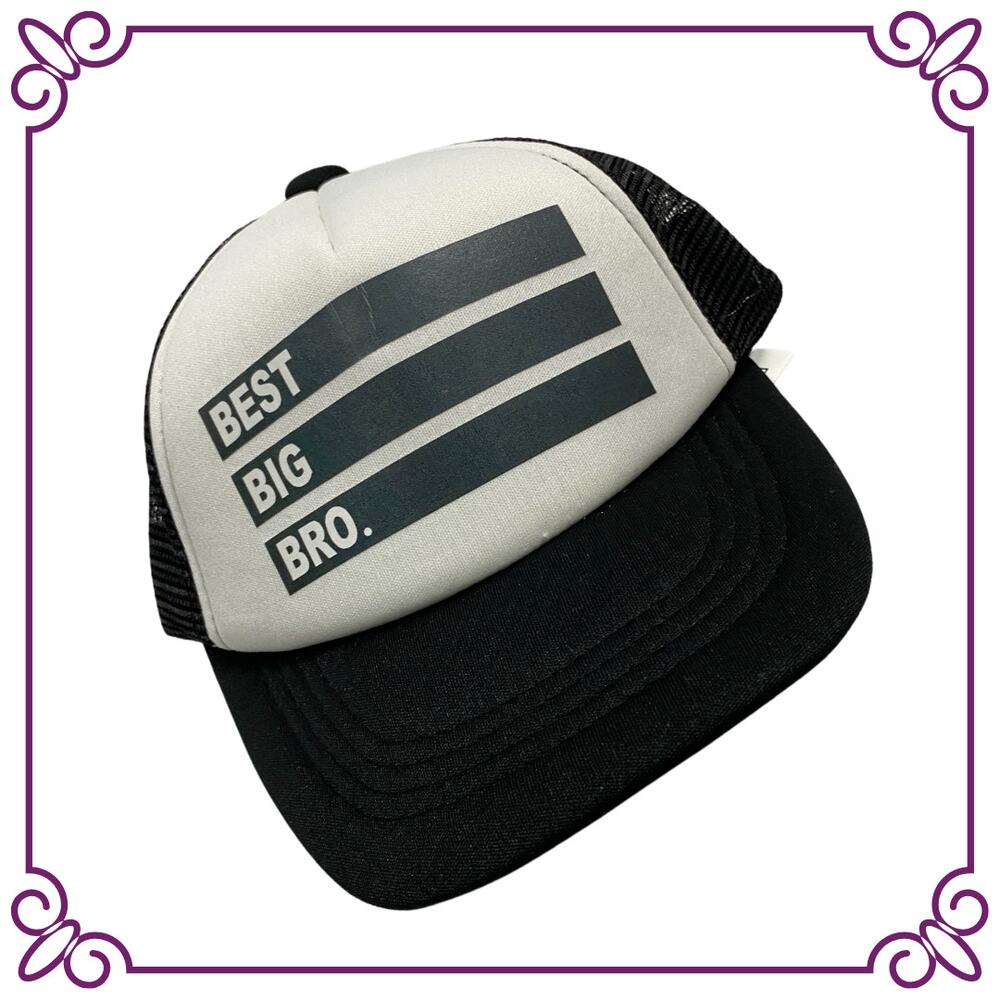 One Baby Trucker Hat Best Big Bro Black & White NEW